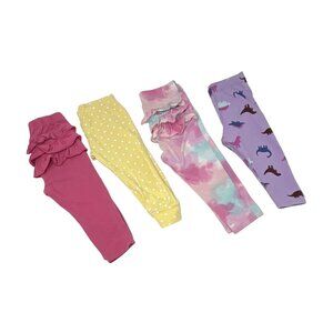 Baby Girls Leggings - 4 Pair‎ - Lavender, Tie Dye, Yellow , & Pink - Size 12 M
